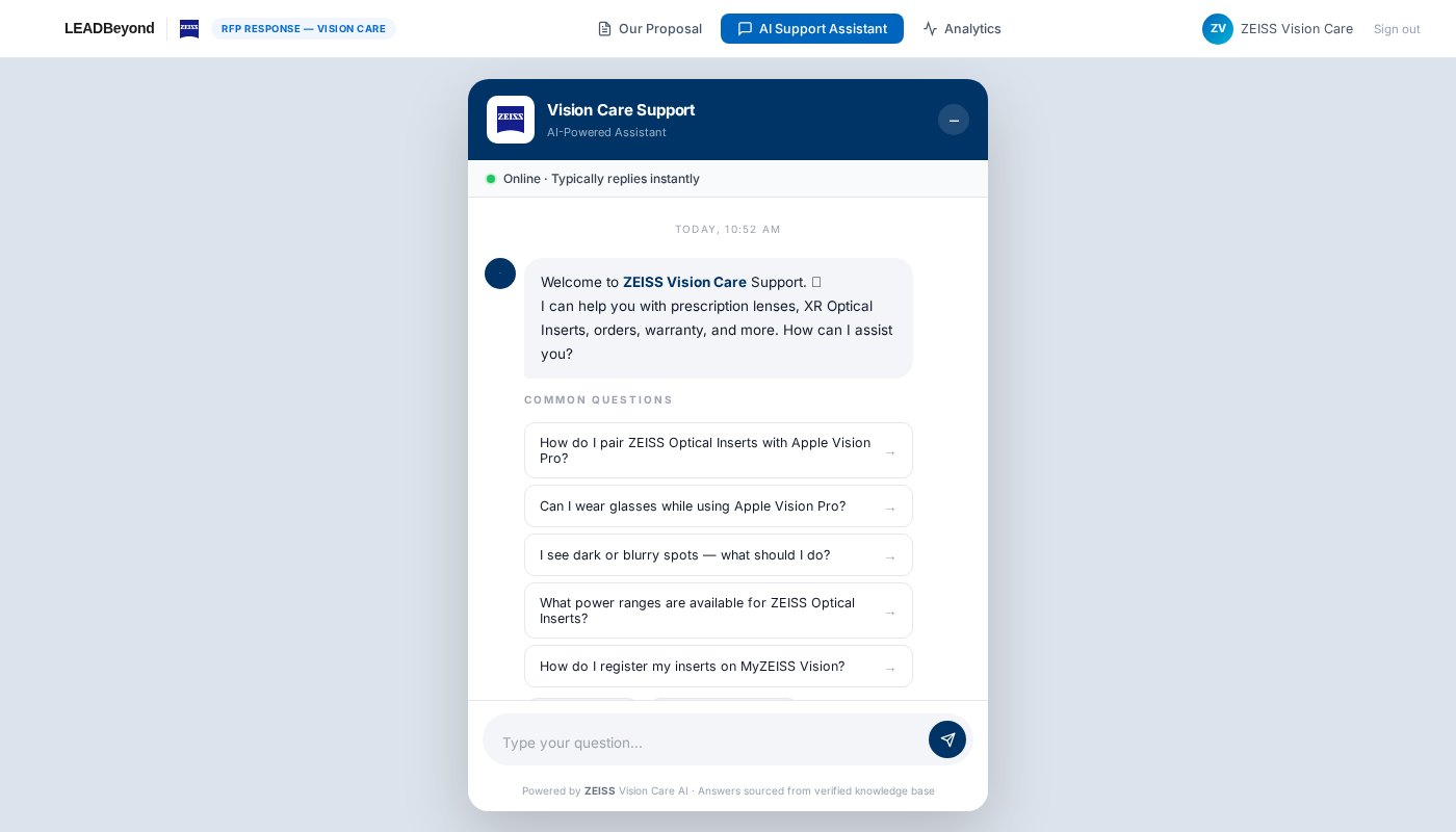 AI Support Assistant — live prototype